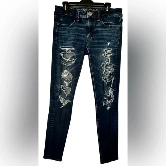 American Eagle Outfitters 360 super stretch distressed jeggings Sz 2 short #003 - Picture 1 of 4